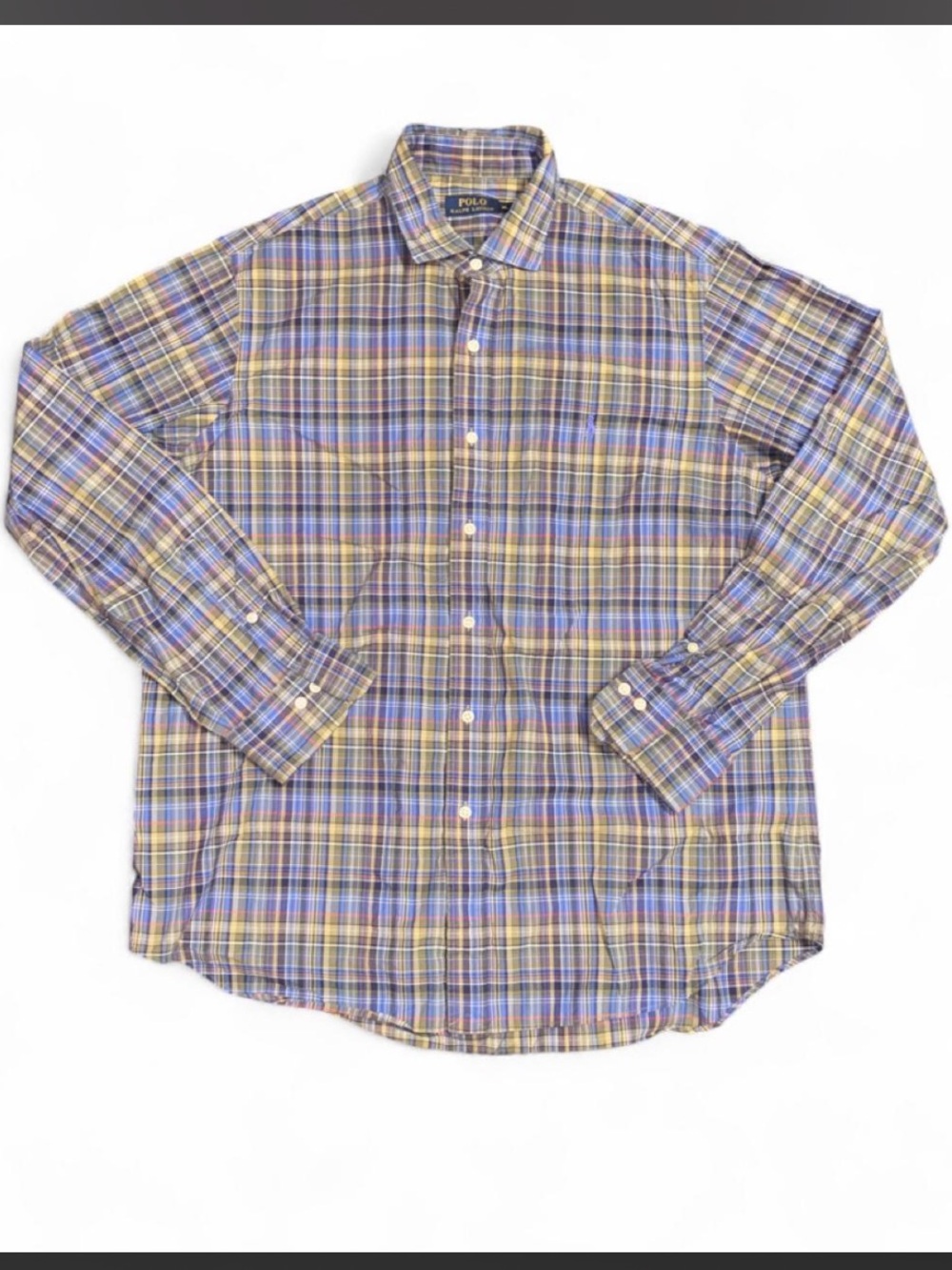 Ralph Lauren Plaid Button-Down Shirt in Blue and Yellow